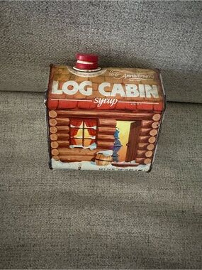 Vintage Log Cabin Syrup Tin Canister - 100year anniversary 1887-1987